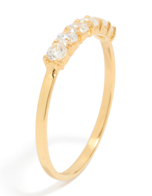 Featuring gold plated sterling silver with cubic zirconia in dainty style side detail view