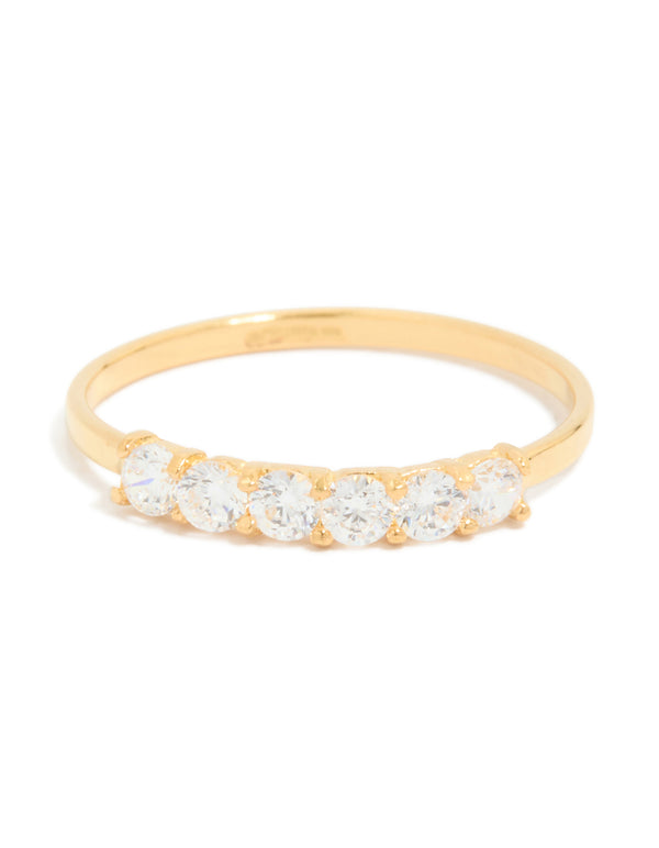 Designed with gold plated sterling silver and cubic zirconia in dainty style close up view