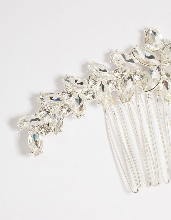 Silver Diamante Large Marquise Hair Comb