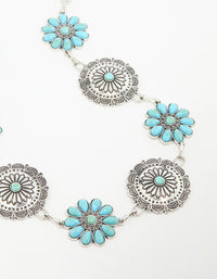Silver & Turquoise Stone Boho Flower Ornate Belt - link has visual effect only