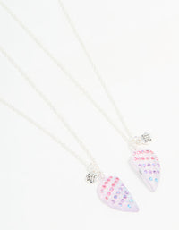 Kids Silver Ombre Diamante Heart BFF Pendant Necklace Set - link has visual effect only