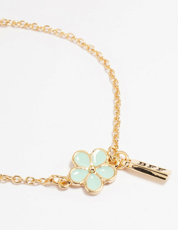 Kids Gold Flower Best Friends Bracelets 3-Pack