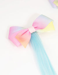 Kids Rainbow Fabric Bow & Faux Hair Clips 2-Pack - link has visual effect only