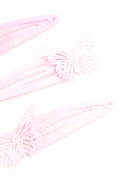 Kids Pink Coated Metal Butterfly Hair Clips 4-Pack - link has visual effect only