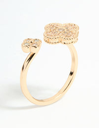 Gold Cubic Zirconia Open Flower Ring - link has visual effect only