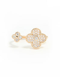 Gold Cubic Zirconia Open Flower Ring - link has visual effect only