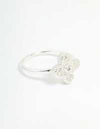 Silver Plated Cubic Zirconia Flower Statement Ring - link has visual effect only