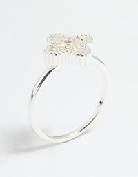 Silver Plated Cubic Zirconia Flower Statement Ring - link has visual effect only