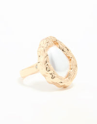 Gold Pearl Molten Oval Ring - link has visual effect only