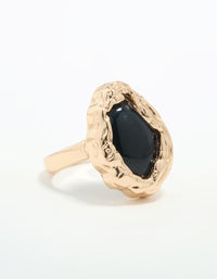 Gold Black Stone Molten Oval Ring - link has visual effect only