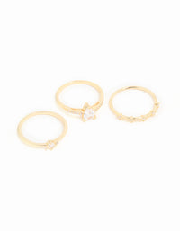 Gold Plated Cubic Zirconia Elegant Pear Stacking Rings 3-Pack - link has visual effect only