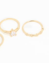 Gold Plated Cubic Zirconia Elegant Pear Stacking Rings 3-Pack - link has visual effect only