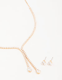 Gold Cupchain Y-Necklace & Earrings Set - link has visual effect only