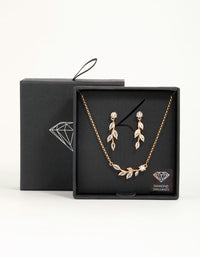 Gold Olive Branch Necklace & Earrings Set - link has visual effect only