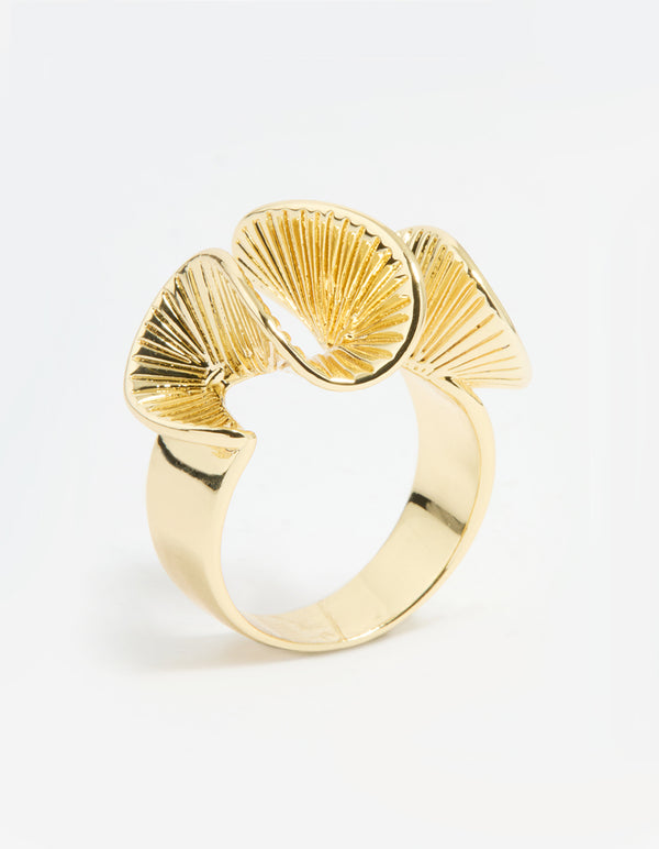 Gold Plated Wavy Fan Ring