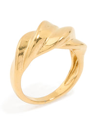 Waterproof Gold Plated Stainless Steel Croissant Ring - link has visual effect only