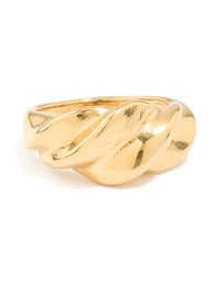 Waterproof Gold Plated Stainless Steel Croissant Ring - link has visual effect only