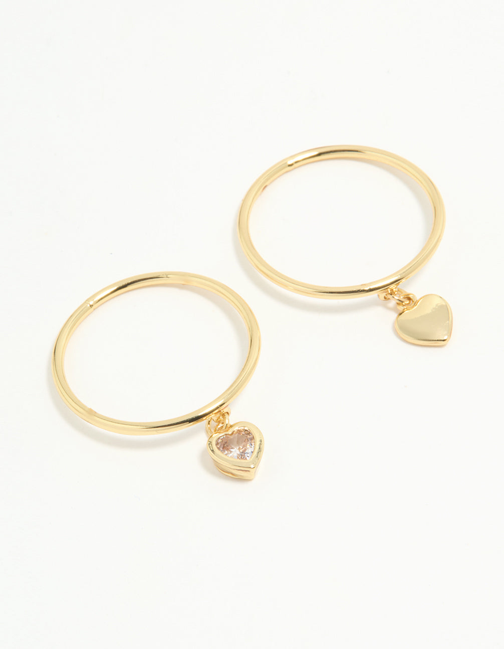 Gold Plated Dainty Heart Charm Ring