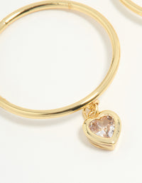 Gold Plated Dainty Heart Charm Rings 2-Pack - link has visual effect only