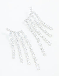 Silver Cubic Zirconia Long Pear Drop Earrings - link has visual effect only