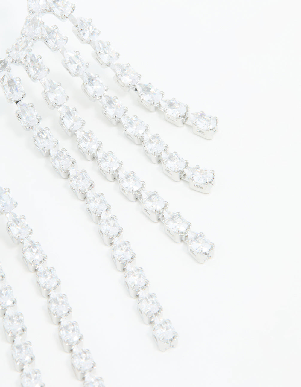 Silver Cubic Zirconia Long Pear Drop Earrings