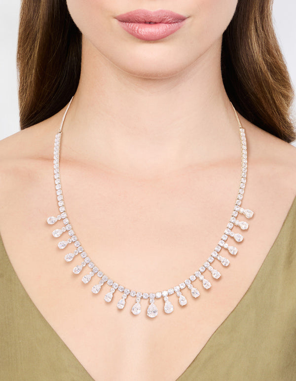 Silver Cubic Zirconia Statement Necklace