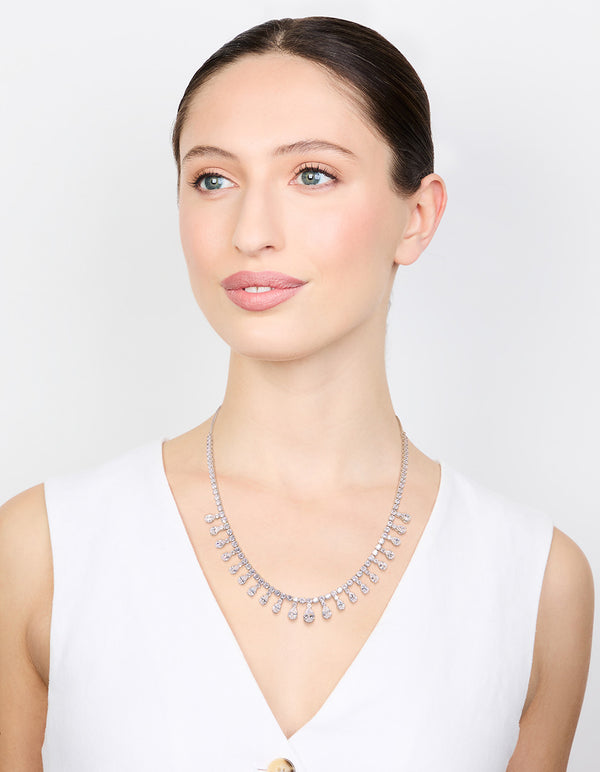Silver Cubic Zirconia Statement Necklace