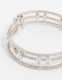 Silver Cubic Zirconia Marquise Wrap Bangle - link has visual effect only