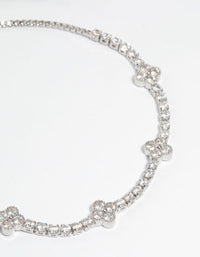 Silver Cubic Zirconia Flower Stretch Bracelet - link has visual effect only