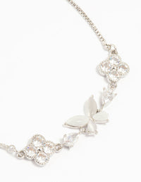 Silver Cubic Zirconia Butterfly & Flower Bracelet - link has visual effect only