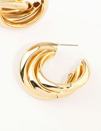 Gold Plated Thick Twisted Hoop Earrings - link has visual effect only