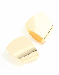 Gold Plated Smooth Folded Stud Earrings - link has visual effect only