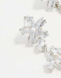 Silver Cubic Zirconia Flower Trail Drop Earrings - link has visual effect only