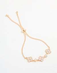Silver Cubic Zirconia Floral Toggle Bracelet - link has visual effect only