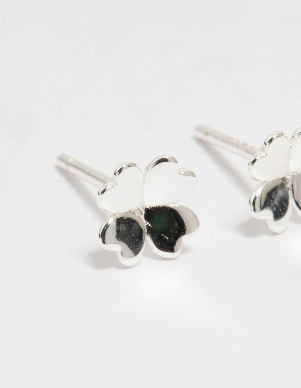 Sterling Silver Clean Clover Stud Earrings