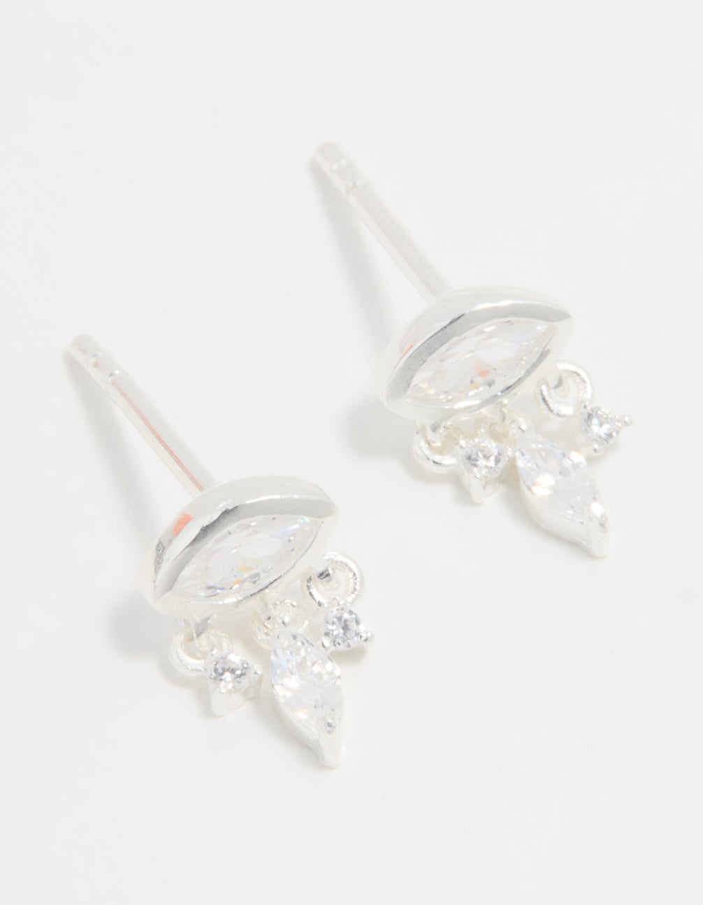 Sterling Silver Cubic Zirconia Evil Eye Drop Stud Earrings