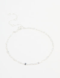 Sterling Silver Chain Link Bracelet - link has visual effect only