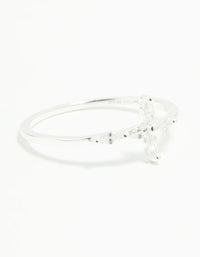 Sterling Silver Cubic Zirconia Marquise Cross Ring - link has visual effect only