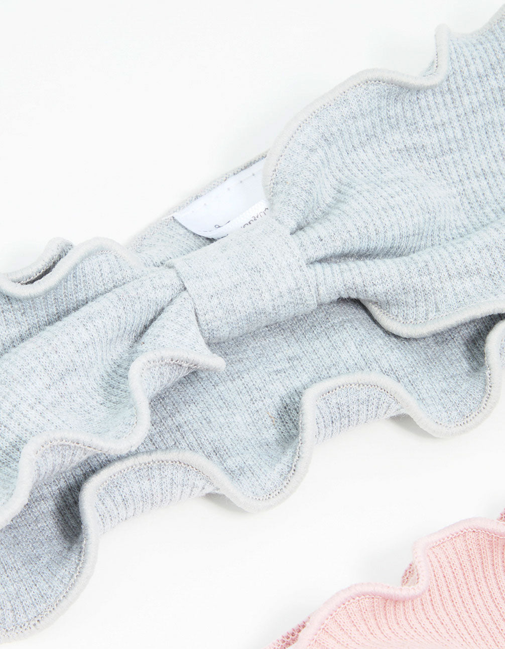Pink & Grey Ruffled Fabric Headbands 2-Pack