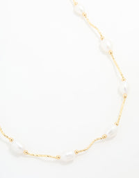Gold Plated Freshwater Pearl Necklace - link has visual effect only