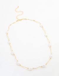 Gold Plated Freshwater Pearl Necklace - link has visual effect only