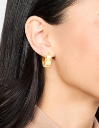 Waterproof Gold Plated Stainless Steel Mid Bubble Hoop Earrings - link has visual effect only
