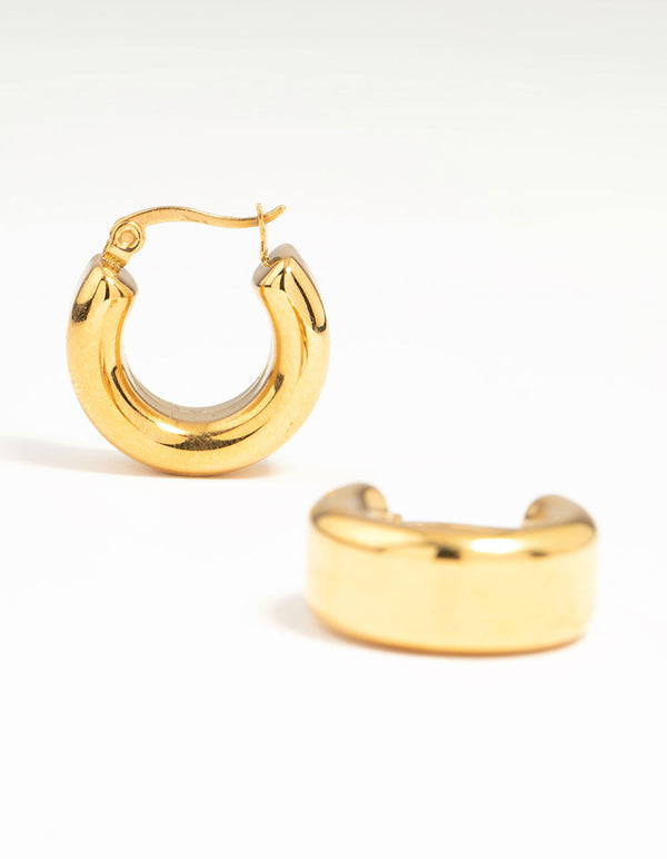 Waterproof Gold Plated Stainless Steel Mid Bubble Hoop Earrings