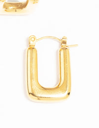 Waterproof Gold Plated Stainless Steel Organic Rectangle Hoop Earrings - link has visual effect only
