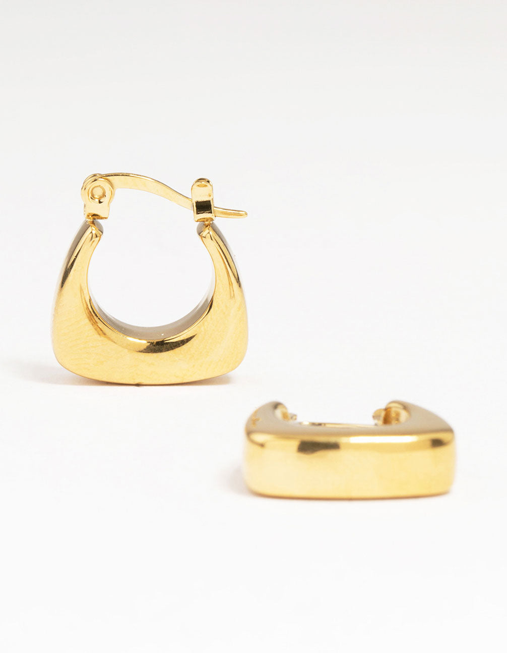 Waterproof Gold Plated Stainless Steel Thick Bottom Curved Hoop Earrings