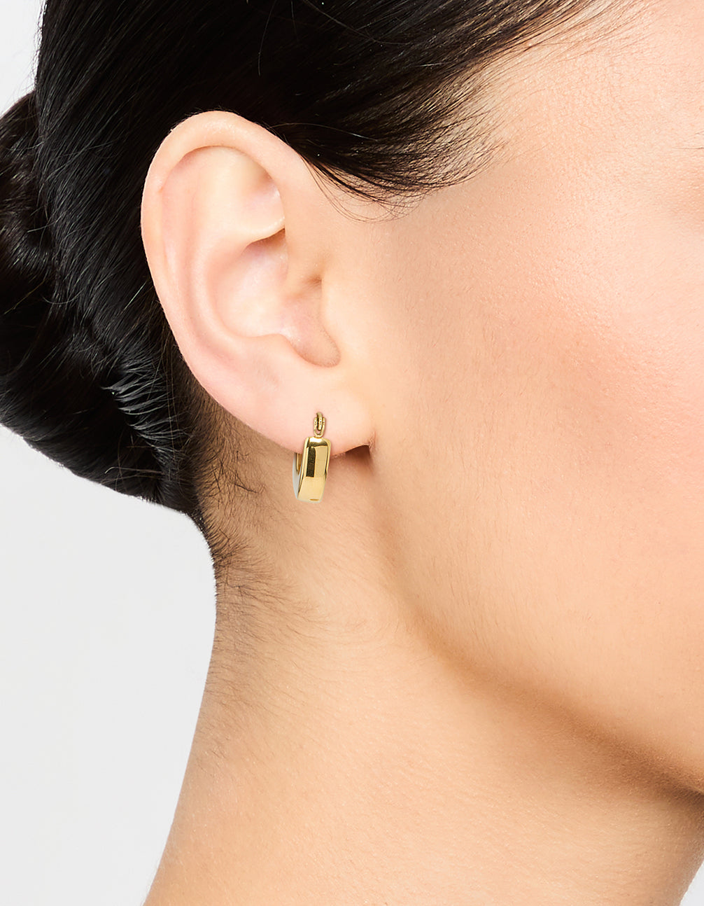 Waterproof Gold Plated Stainless Steel Thick Bottom Curved Hoop Earrings