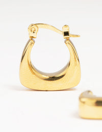 Waterproof Gold Plated Stainless Steel Thick Bottom Curved Hoop Earrings - link has visual effect only