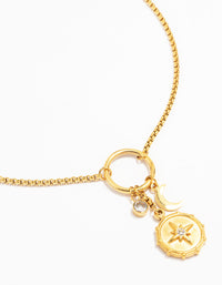 Waterproof Gold Plated Stainless Steel Cubic Zirconia Cluster Charm Necklace - link has visual effect only