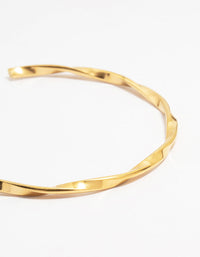 Waterproof Gold Plated Stainless Steel Twisted Wrist Cuff - link has visual effect only