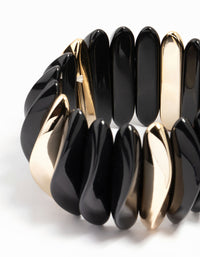 Gold & Black Beaded Stretch Bracelet - link has visual effect only